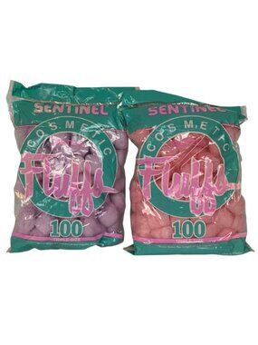 Vintage Sentinel Pastel Cosmetic Fluffs Cotton Balls Purple Pink 100 Count Each